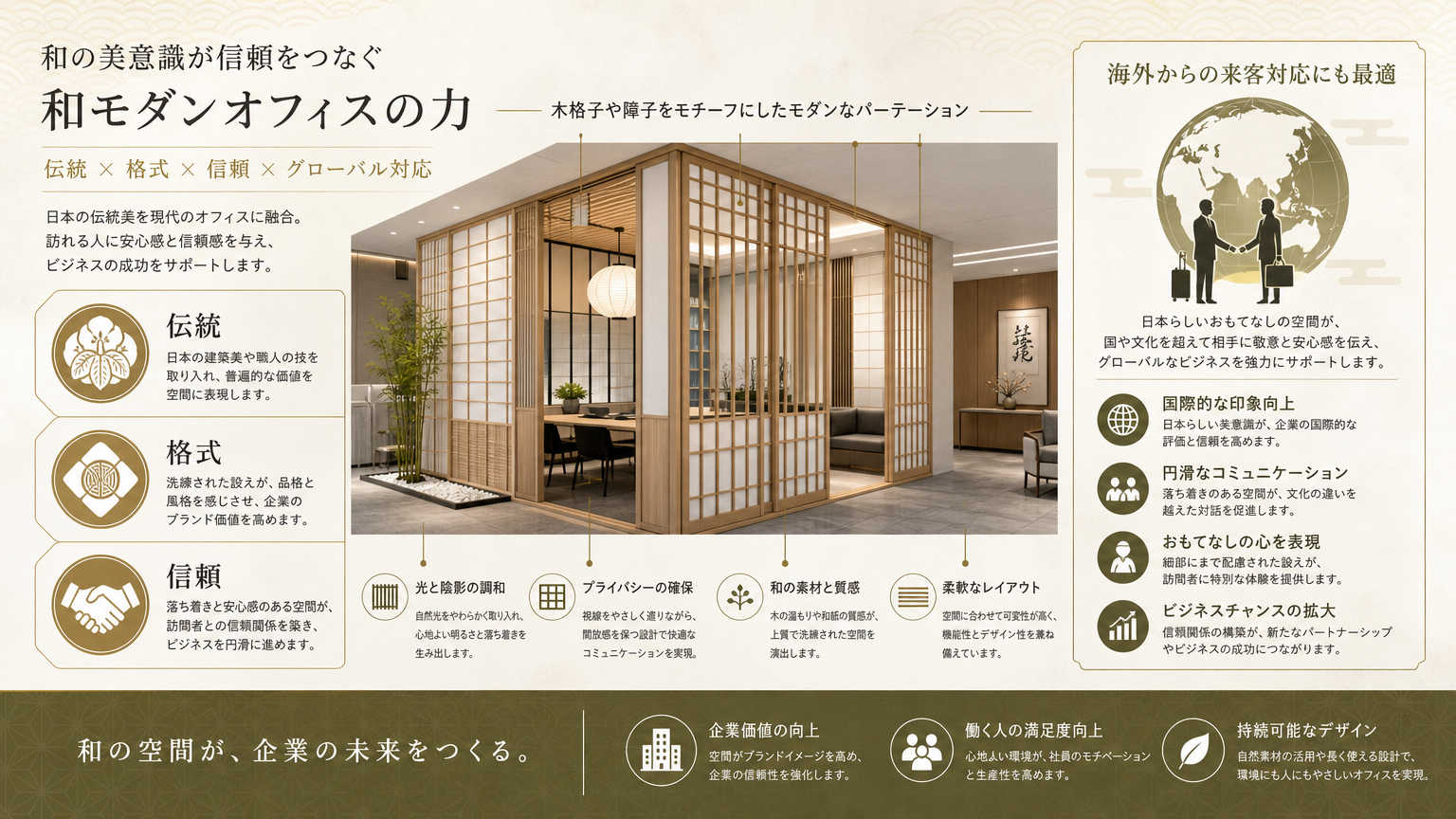 和モダンテイストのオフィスパーテーション事例